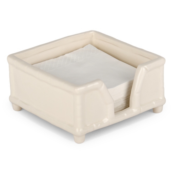 White Ceramic Bamboo Napkin Holder | Kirklands Home
