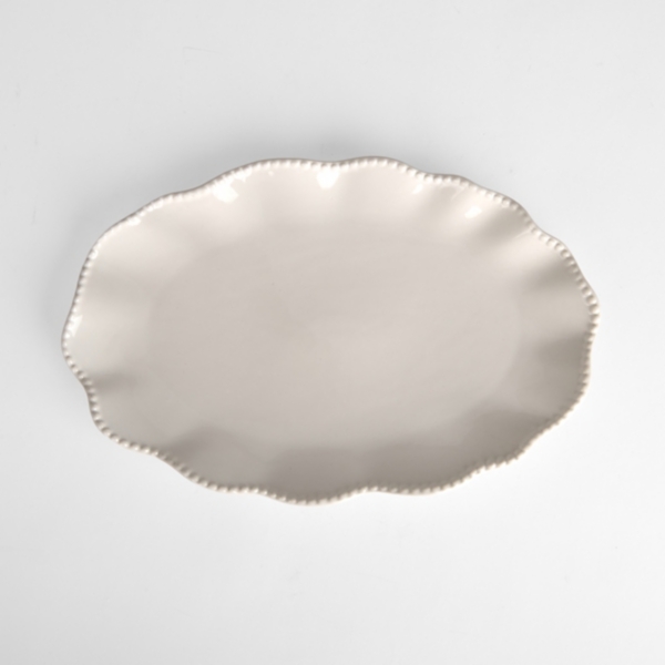 White Wavy Beaded Serving Platter | Kirklands Home
