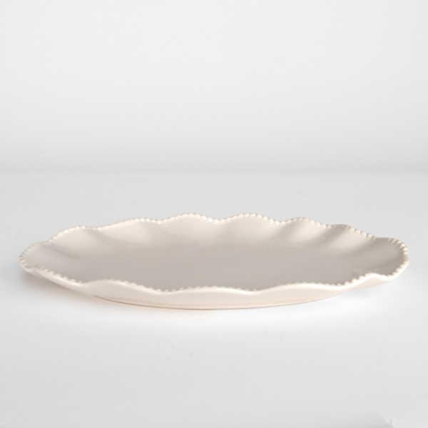 White Wavy Beaded Serving Platter