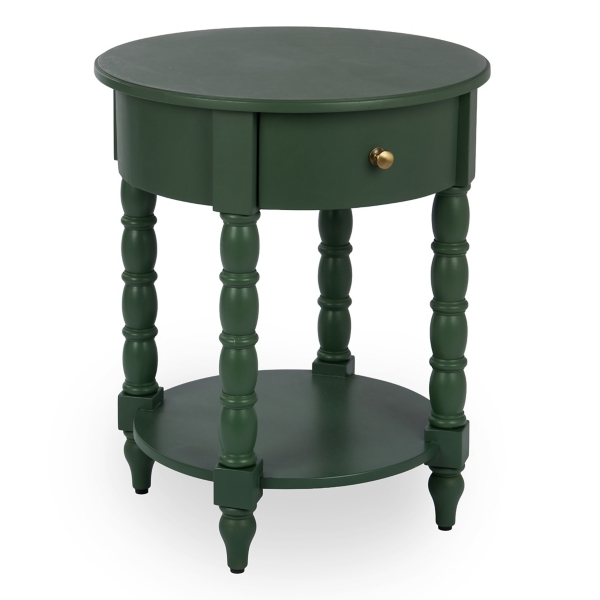 Palmer Green Wood Round Charging End Table