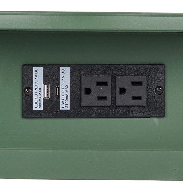 Palmer Green Wood Round Charging End Table