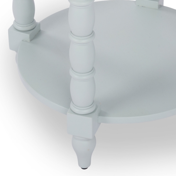 Palmer Mist Blue Wood Round Charging End Table