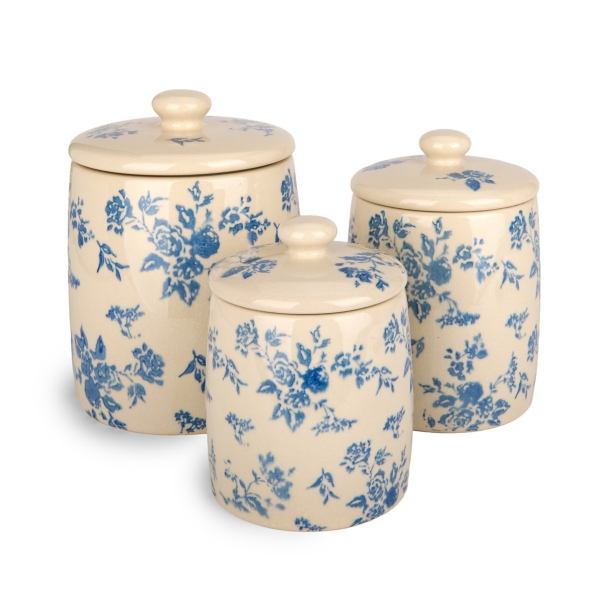 Blue Floral Toile Canisters, Set of 3 | Kirklands Home
