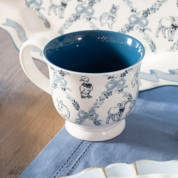 Blue Easter Animals Toile Mug