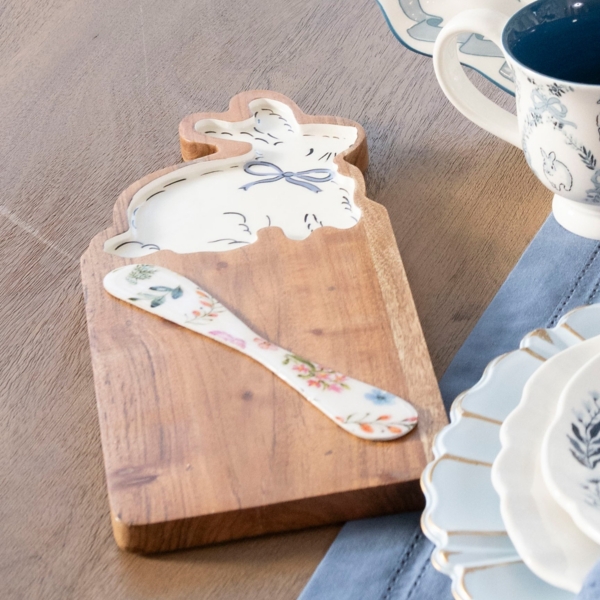 Blue Easter Animals Toile Serving Platter