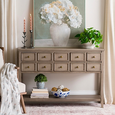 Casey Cream 3-Drawer Console Table | Kirklands Home