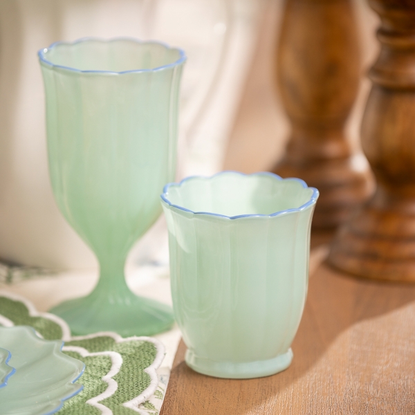 Seafoam Glass Scalloped Tumbler