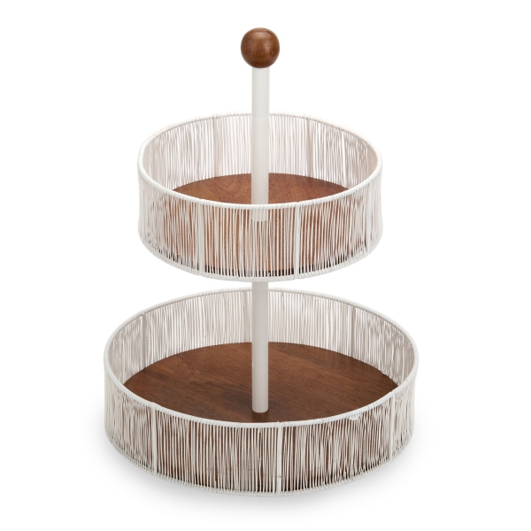 White Wire 2-Tiered Serving Tray