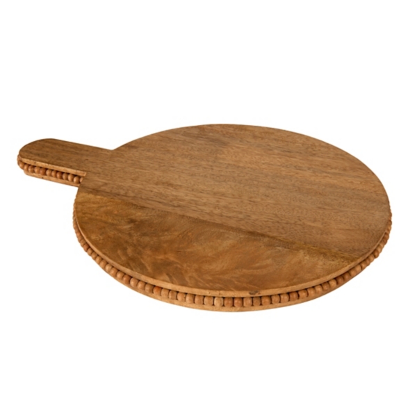 Round Natural Wood Beaded Serving Board