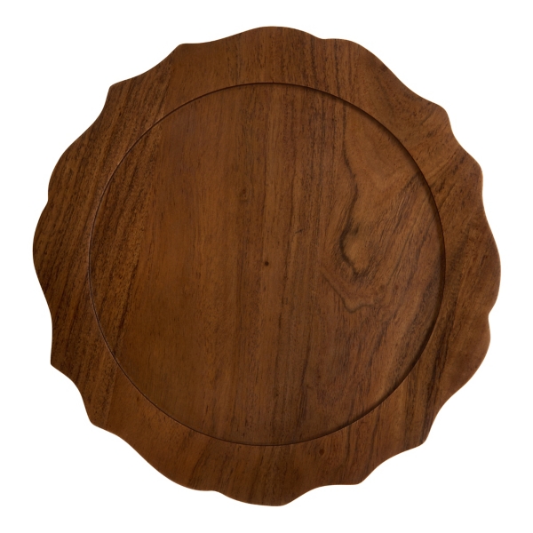 Brown Wooden Scalloped Charger