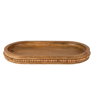 Whitewash Beaded Wood Lazy Susan