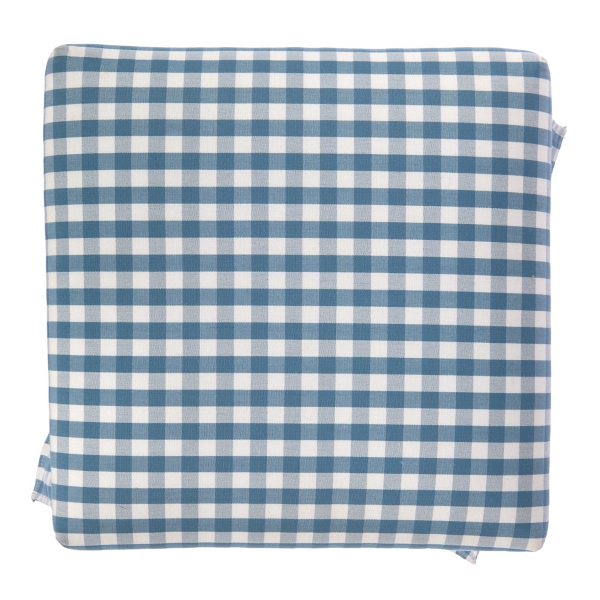 Blue Gingham Skirted Storage Ottoman