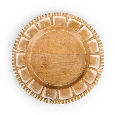 Whitewash Beaded Wood Lazy Susan