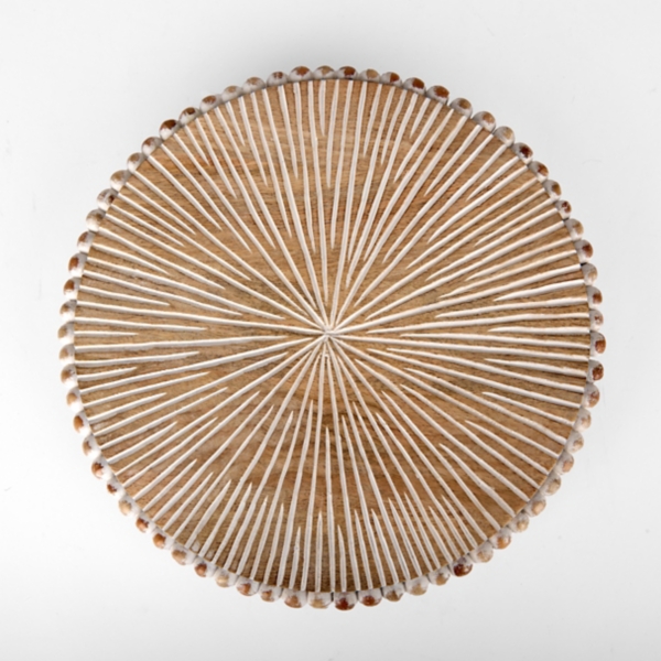 Whitewash Beaded Wood Lazy Susan