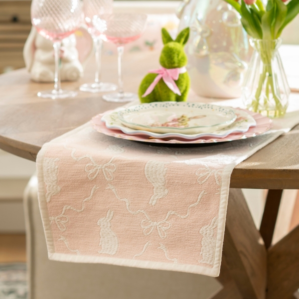 Pink Bunny and Bow Table Runner