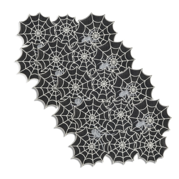 Black Spider Web Halloween Placemats, Set of 4