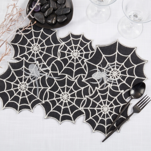 Black Spider Web Halloween Placemats, Set of 4