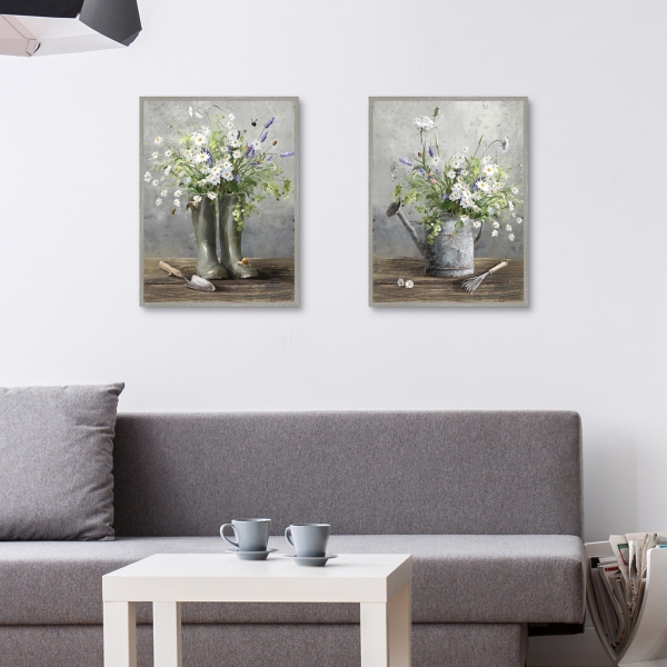 Cottage Garden Framed Canvas Art Prints, Set of 2