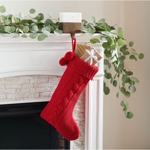 Red Cable Knit Nutmeg Stockings, Set of 2