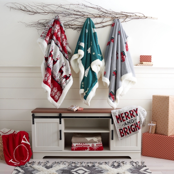 Gray Merry and Bright Throw