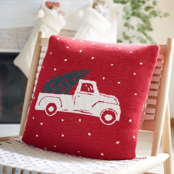 Red Homeward Christmas Pillow