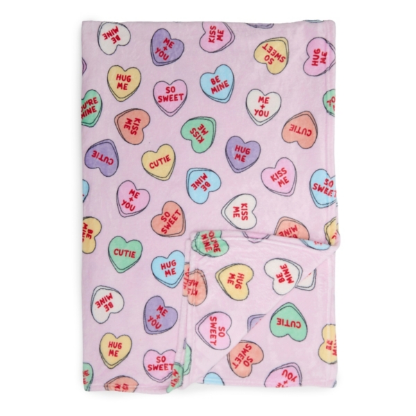Conversation Hearts Plush Throw