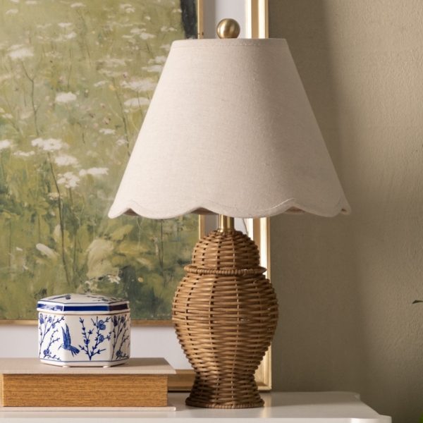 IDC 大塚家具　ライトグリーンカーテン 約198cm×約110cm Natural Rattan Ginger Jar Table Lamp | Kirklands Home
