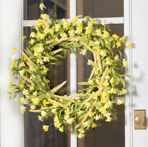 Yellow Wildflower and Leaf Wreath