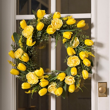 Yellow Tulips and Ranunculus Mix Wreath | Kirklands Home