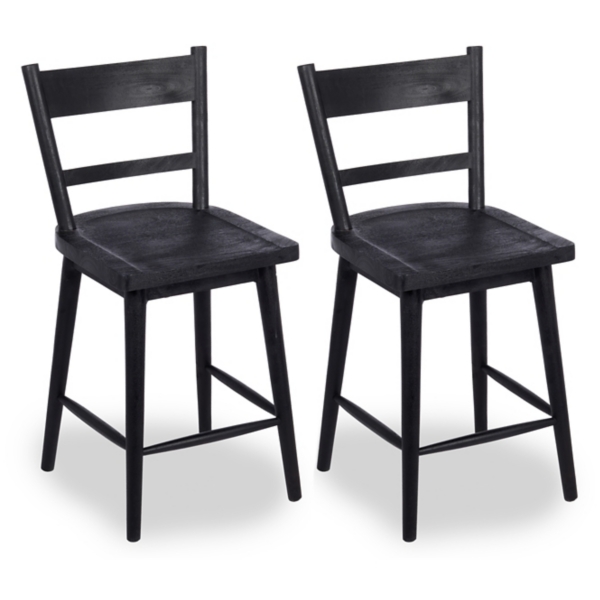 Willow Black Wood Counter Stools, Set of 2