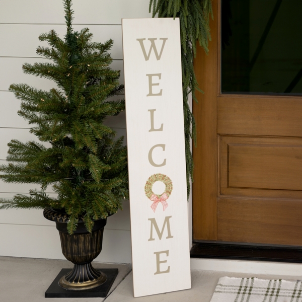 Welcome Wreath Christmas Porch Board