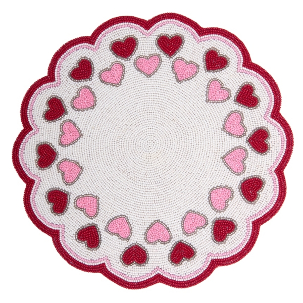 Beaded Hearts Scalloped Placemat
