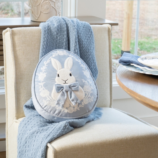 Blue Bunny Egg Shaped Pillow