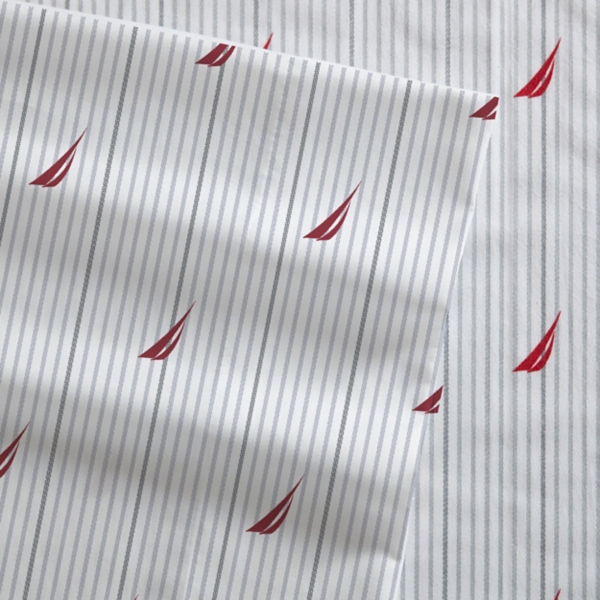 Red & Gray Audley Stripe 4-pc. King Sheet Set