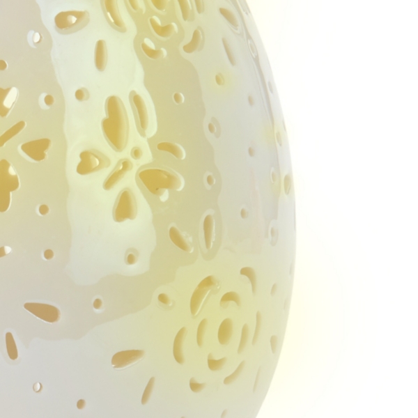 LED Yellow Ceramic Egg Statue, 5 in.
