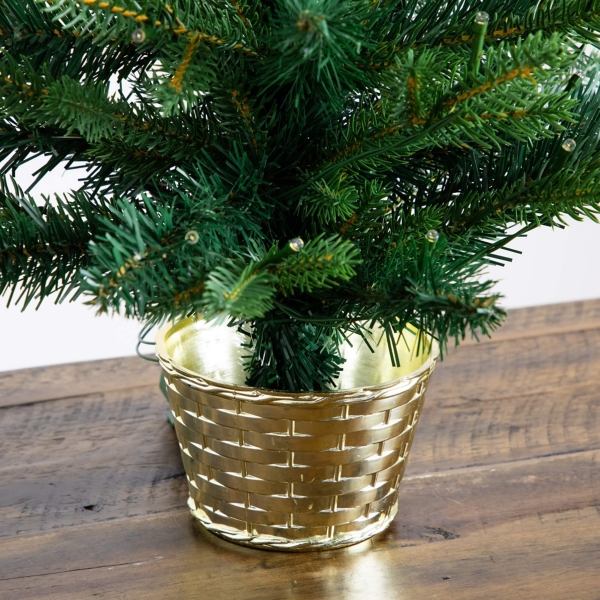 2 ft. Pre-Lit Christmas Tree in Gold Planter