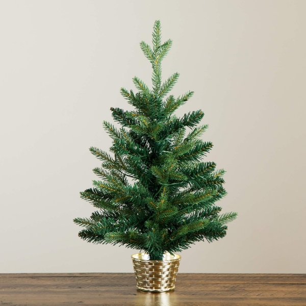 2 ft. Pre-Lit Christmas Tree in Gold Planter