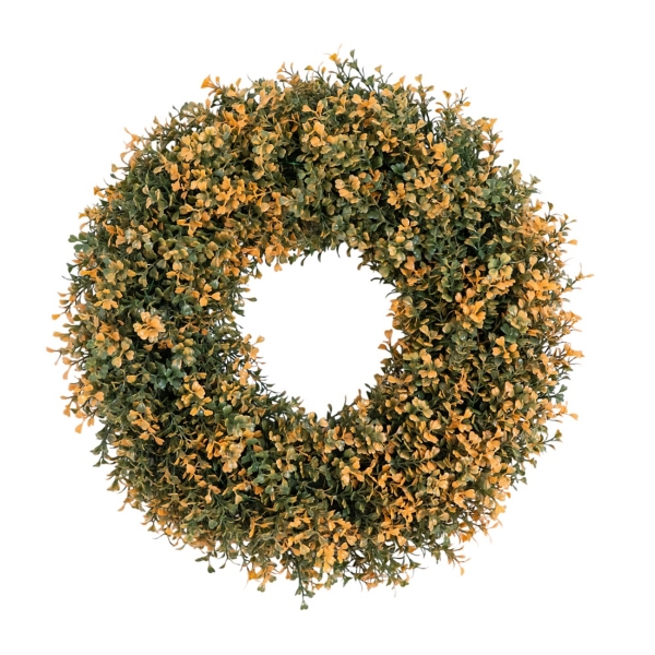 Pre-Lit Boxwood Harvest Wreath