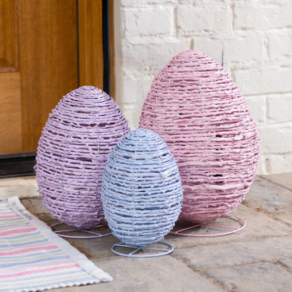 LED Purple Woven Rattan Egg, 16 in.