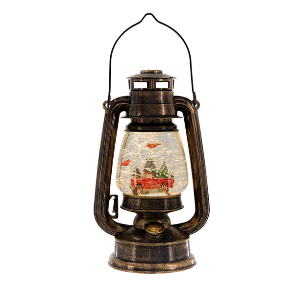 Red Cardinal in Snow Globe Lantern