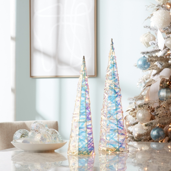 LED Iridescent Christmas Trees, Set of 2