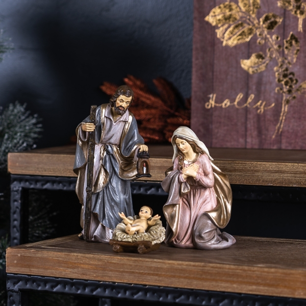Gold Holy Family 3-pc. Christmas Nativity Set