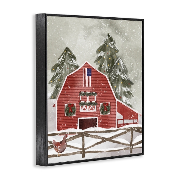 Snowy Country Barn Framed Art Print