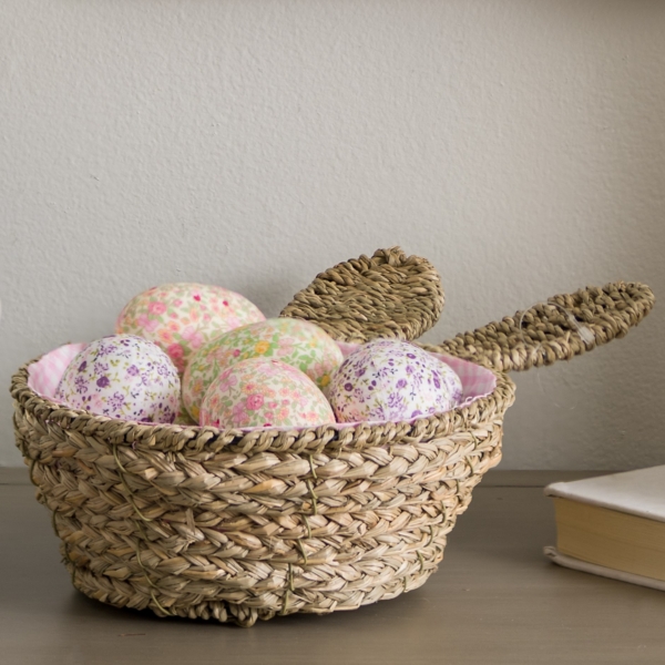 Pink Gingham Wicker Bunny Basket