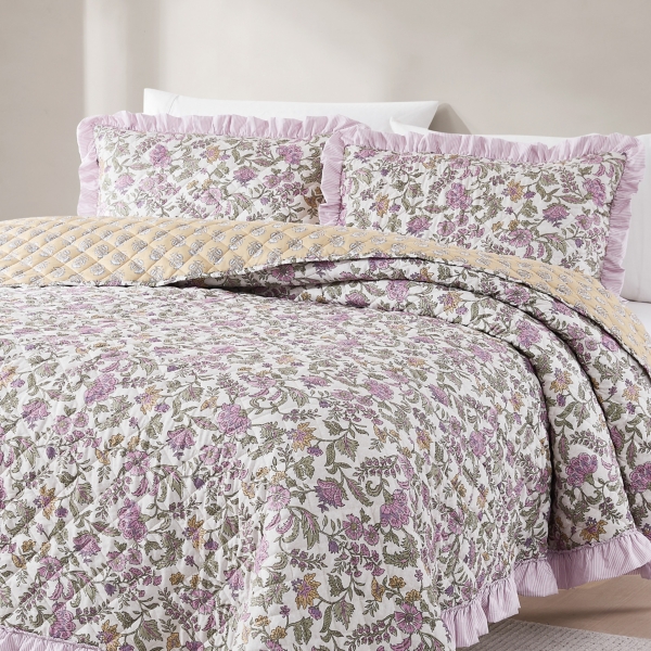 Lola Quilted Floral 3-pc. King Comforter Set