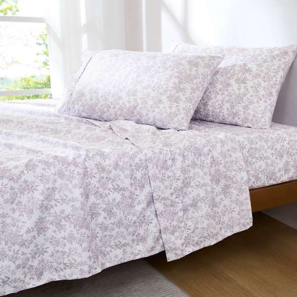 Mauve Peony Toile 6-pc. King Sheet Set