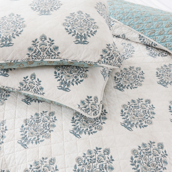 Blue Sofia Reversible 3-pc. Full/Queen Quilt Set