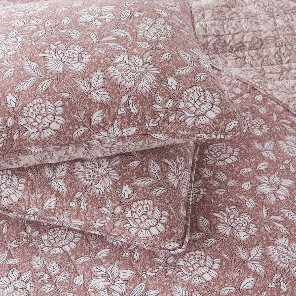 Zara Terracotta Floral 3-pc. Full/Queen Quilt Set