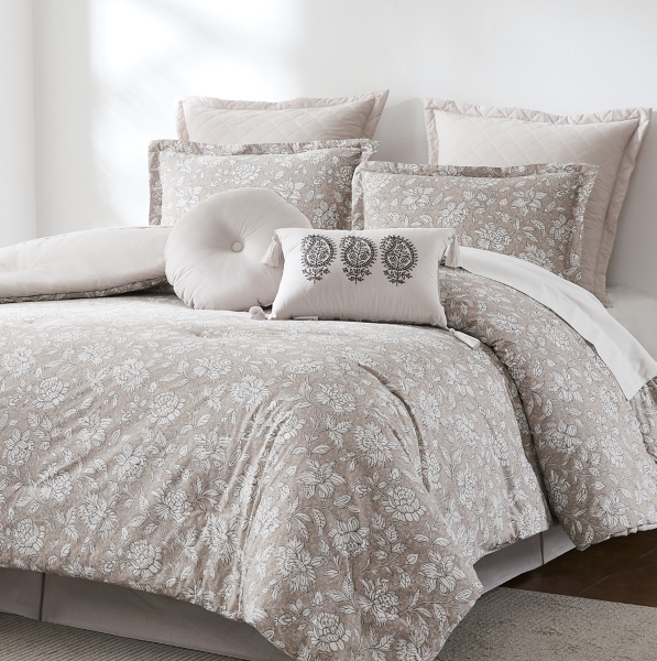 Zara Tan Floral 8-pc. King Comforter Set