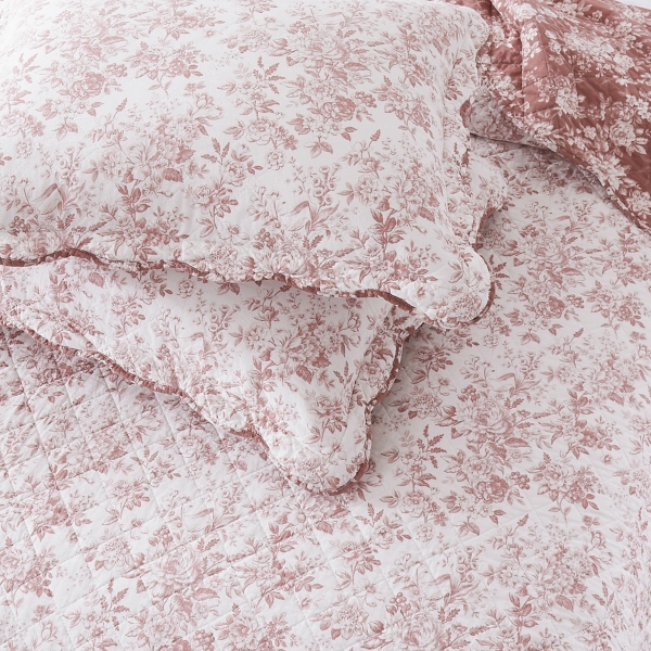 Peony Toile Reversible 3-pc. Full/Queen Quilt Set